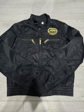 Vintage Ecko Red Black Bomber Jacket Gold